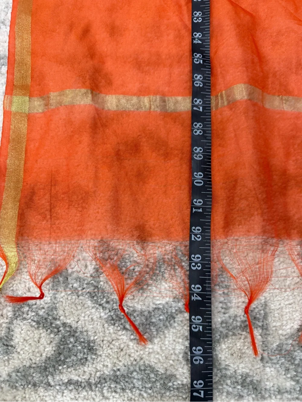 Orange Gold Sheer Indian Dupatta Scarf 96”